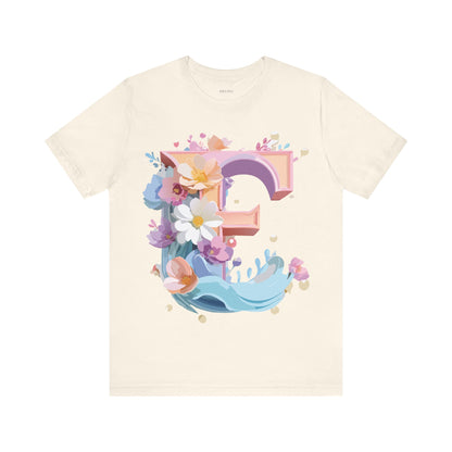 Natural Cotton Tee Shirt - Letters Collection - E Printify