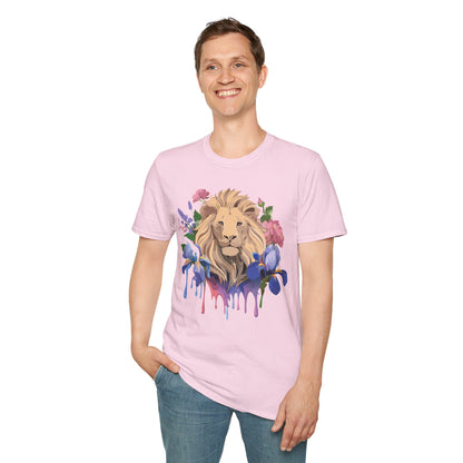 Unisex Softstyle Lion Shirt Floral Lion Tee Animal Print Graphic Tee