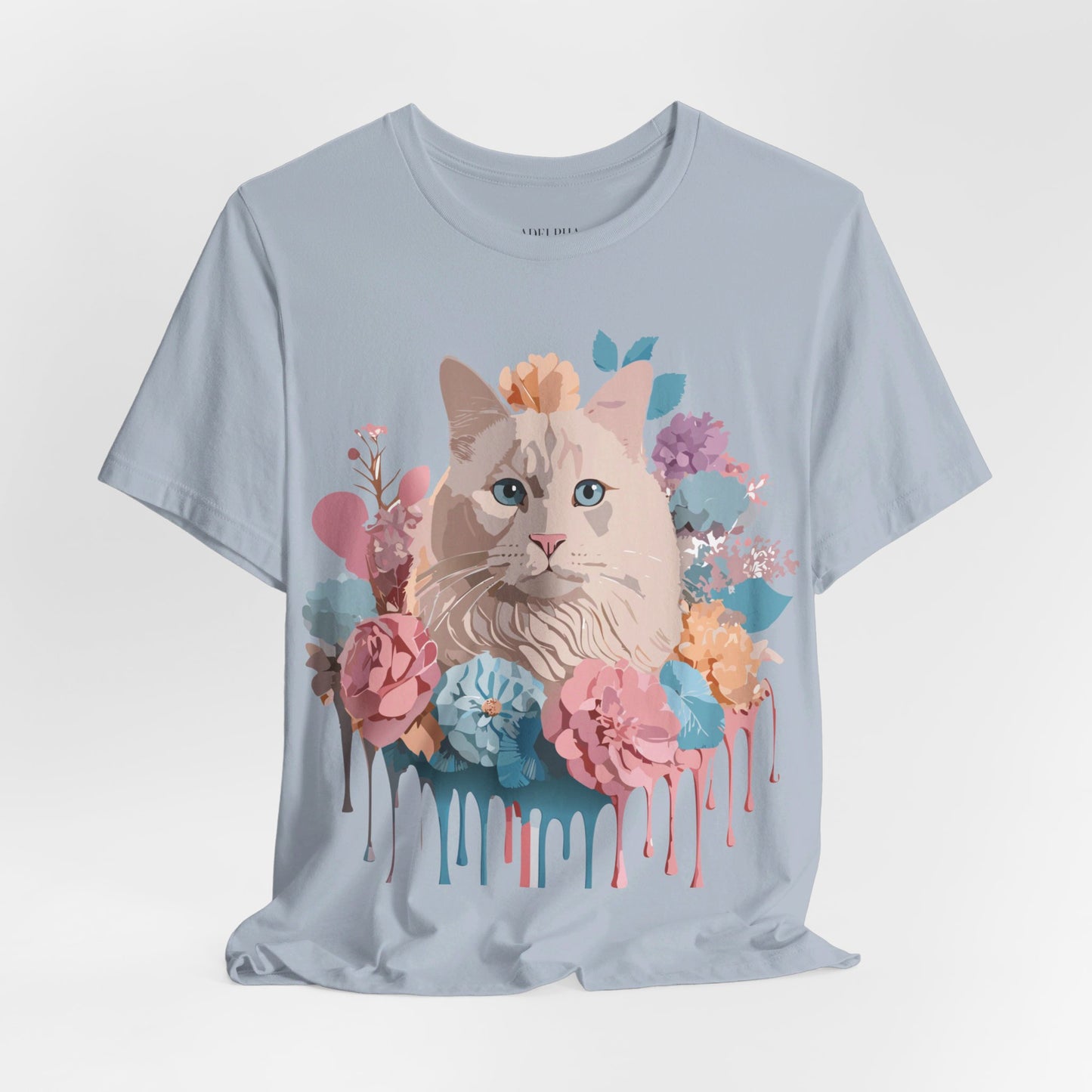 Natural Cotton Tee Shirt with Cat