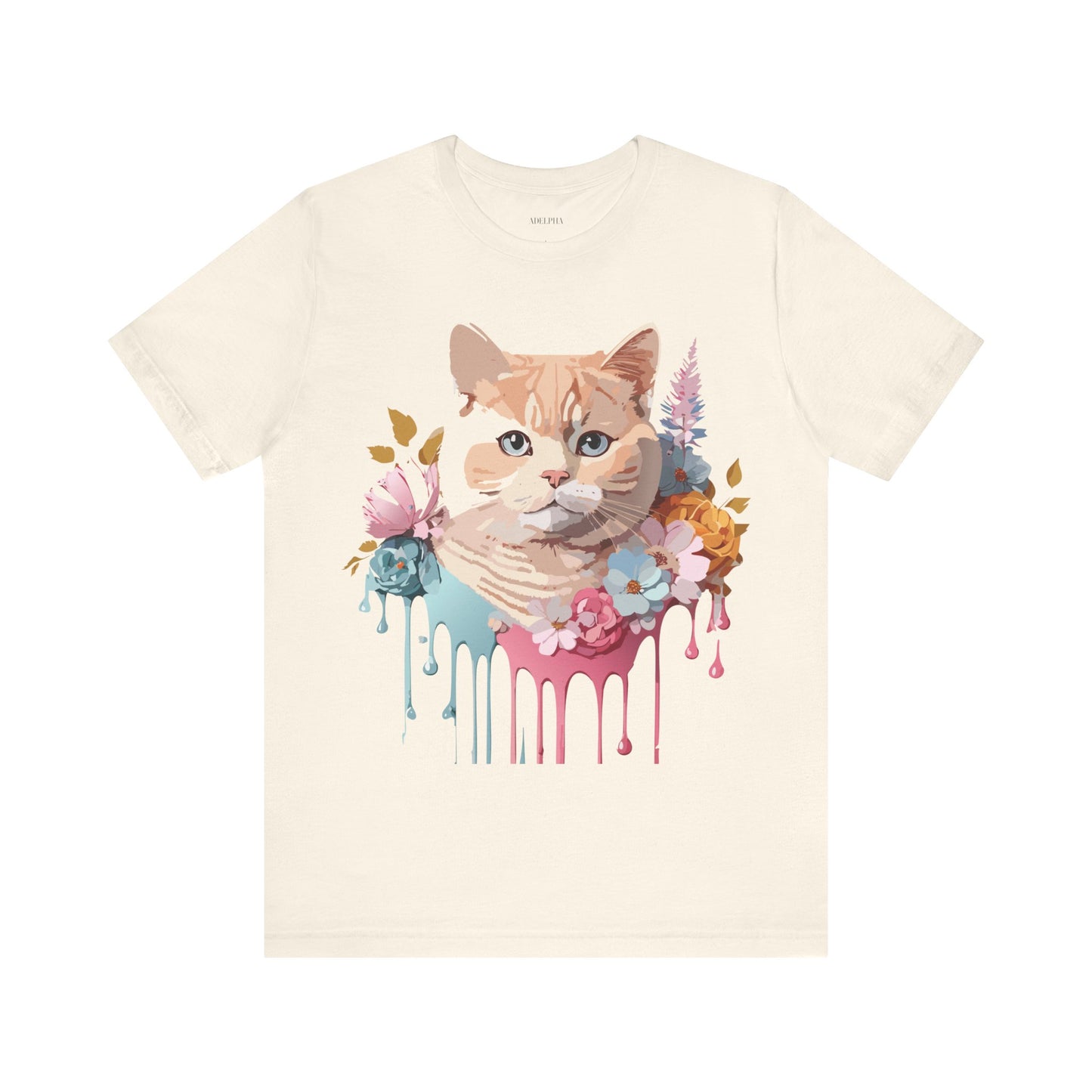 Natural Cotton Tee Shirt with Cat