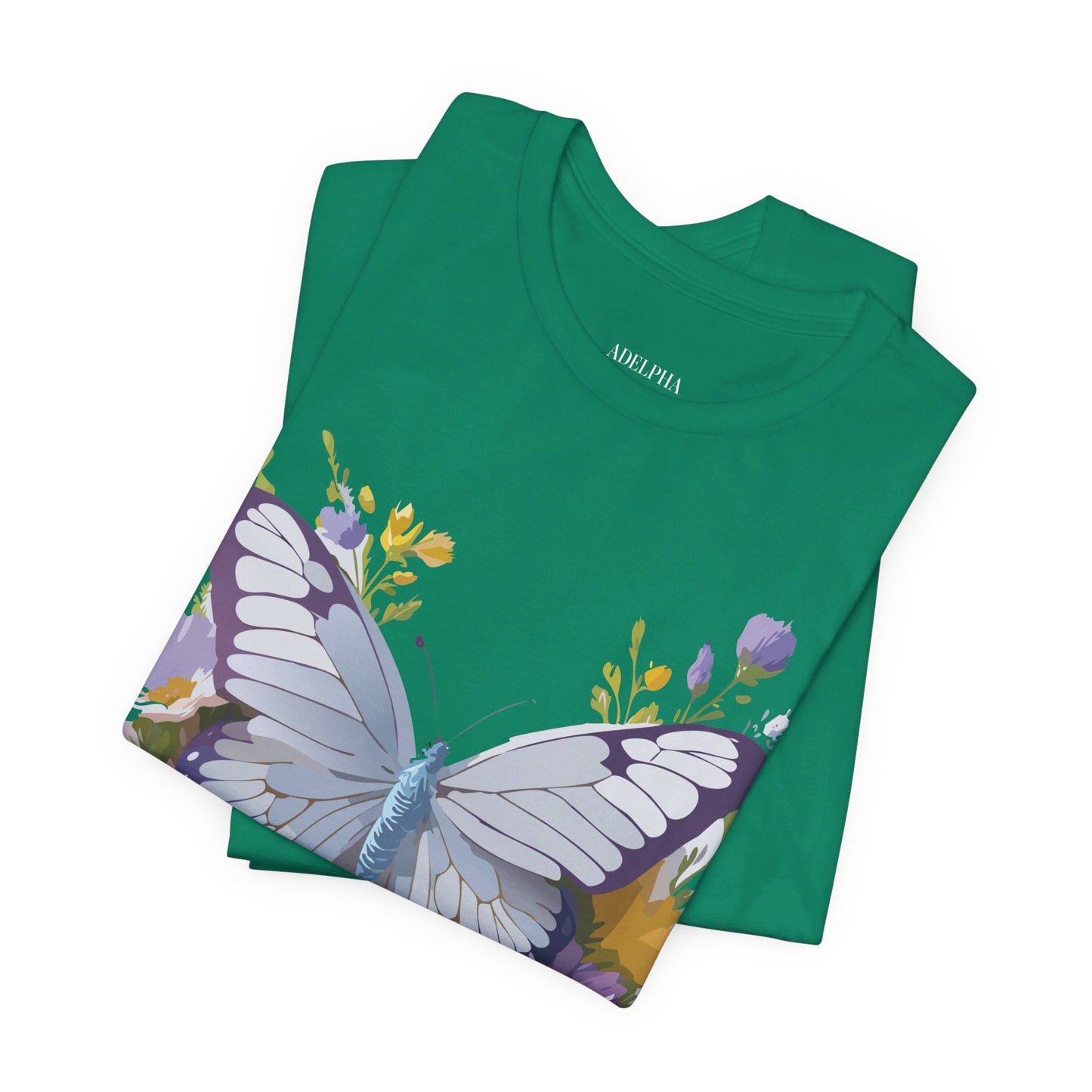 Natural Cotton Tee Shirt with Butterfly