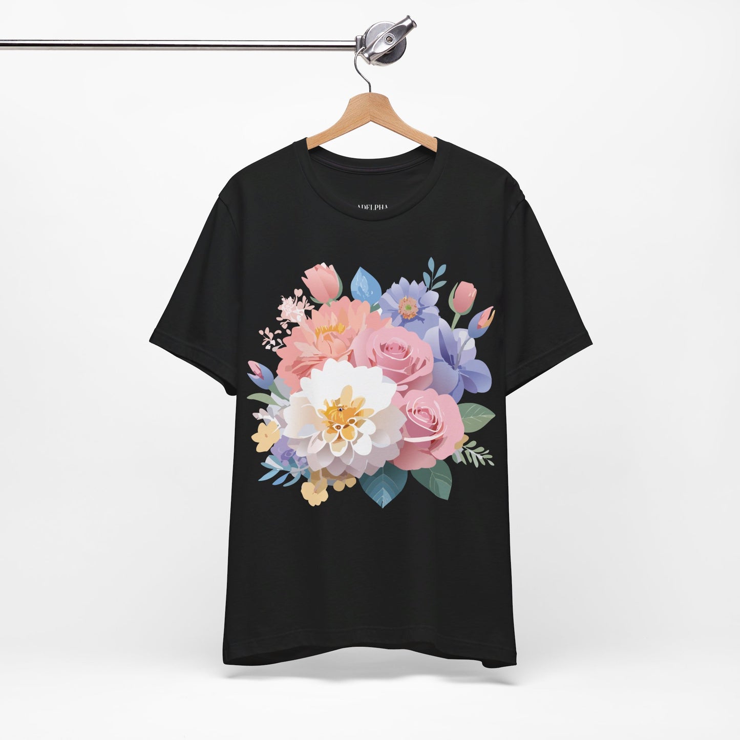 Natural Cotton Tee Shirt with Flowers