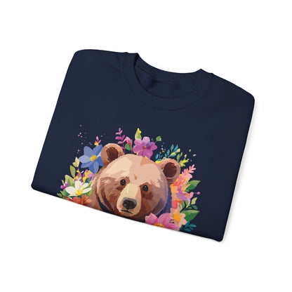 Unisex Floral Bear Sweatshirt Art Design Animals Print Sweatshirt Collection