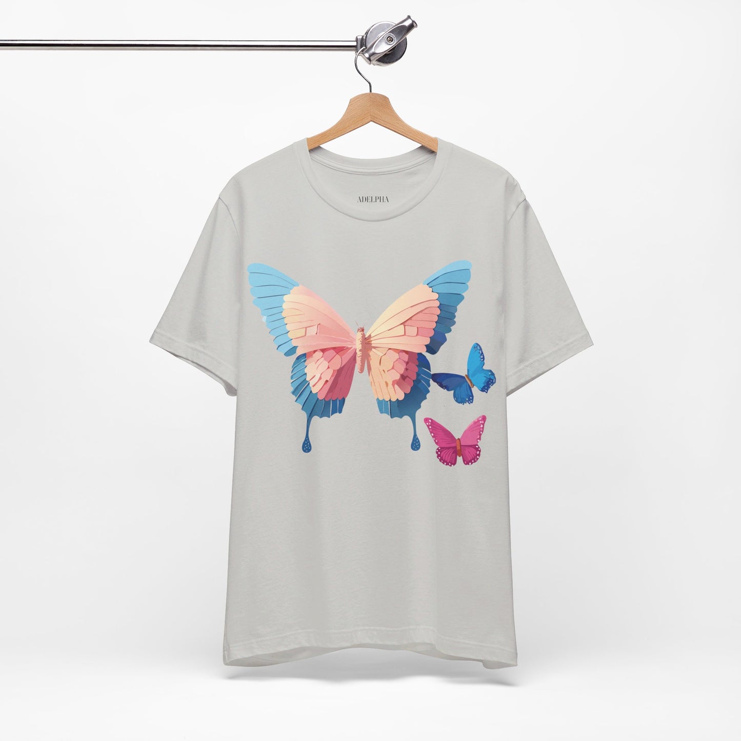 Natural Cotton Tee Shirt with Butterfly