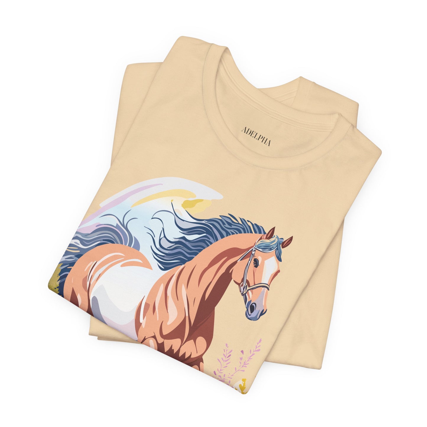 Natural Cotton Tee Shirt with Horse