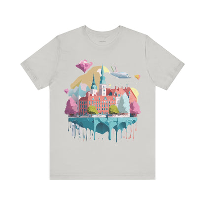 Natural Cotton Tee Shirt - Beautiful Places Collection - Warnemünde and Rostock - Germany Printify