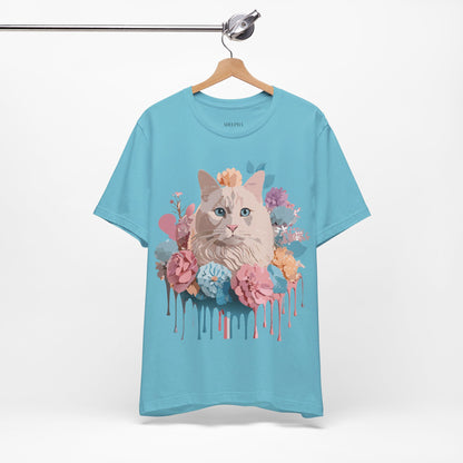 Natural Cotton Tee Shirt with Cat Printify