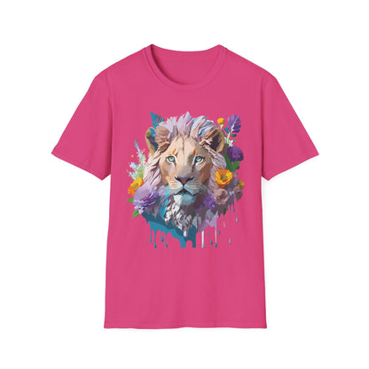 Unisex Lion Shirt Floral Lion Tee Animal Print Tee Gildan 64000
