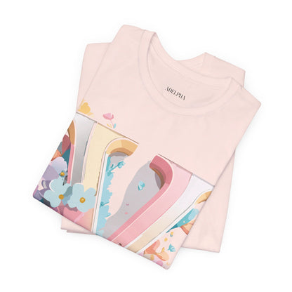 Natural Cotton Tee Shirt - Letters Collection - V Printify
