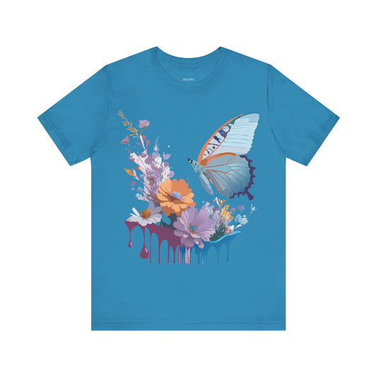 Natural Cotton Tee Shirt with Butterfly