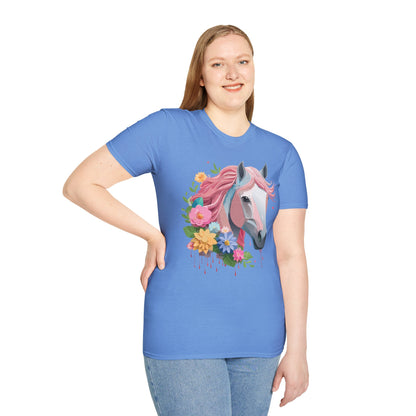 Unisex Horse Shirt Softstyle Cotton Tee With Animal Print Design