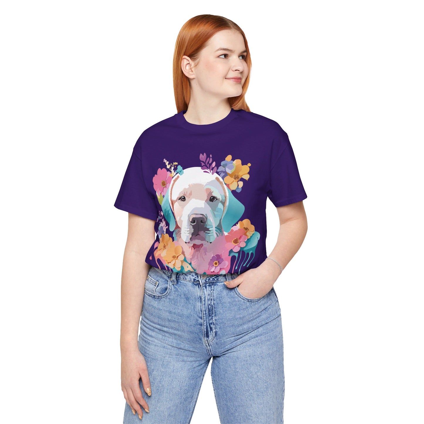 T-Shirt aus natürlicher Baumwolle mit Hund