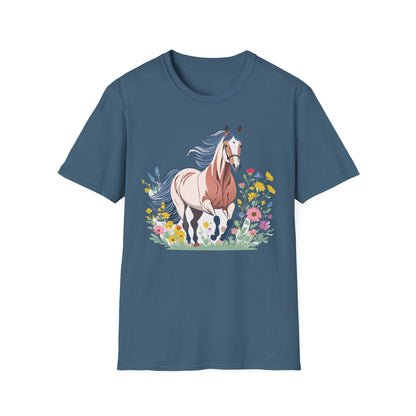 Unisex Horse Tee Softstyle Cotton Shirt With Animals Design Graphic