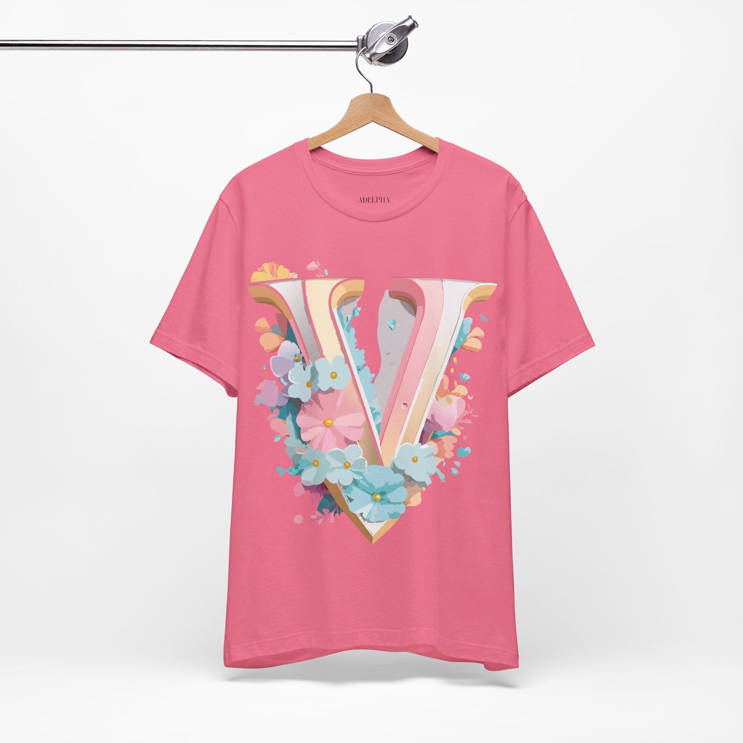 T-Shirt aus natürlicher Baumwolle – Letters Collection – V