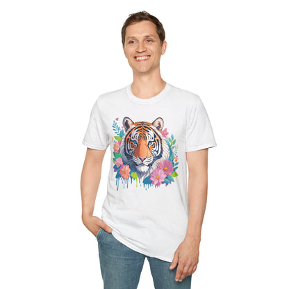 Tiger Themed Unisex Cotton Short Sleeve T Shirt Animal Print Tee