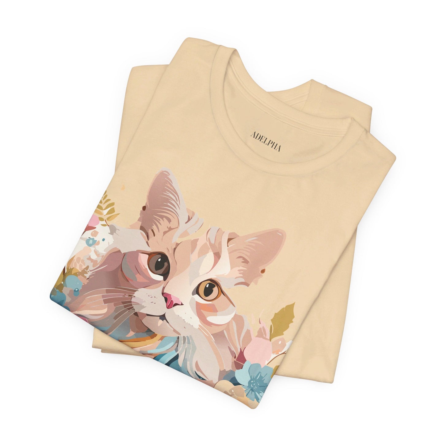 T-shirt en coton naturel avec chat