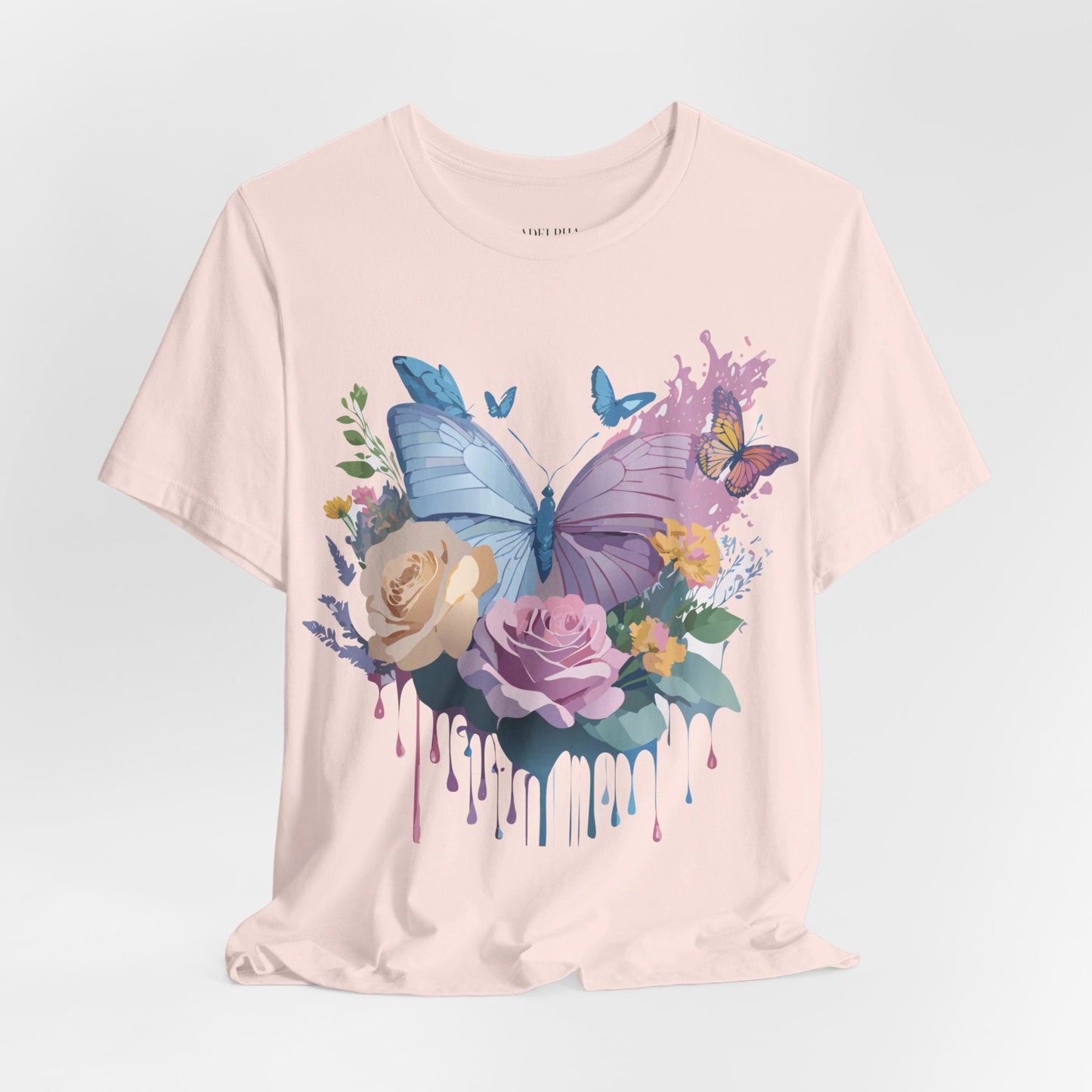 Natural Cotton Tee Shirt with Butterfly