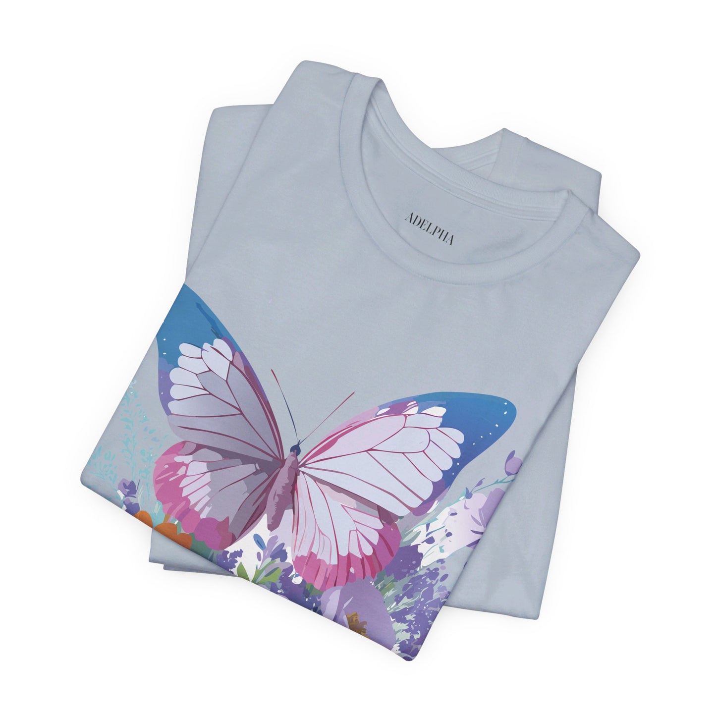 Natural Cotton Tee Shirt with Butterfly