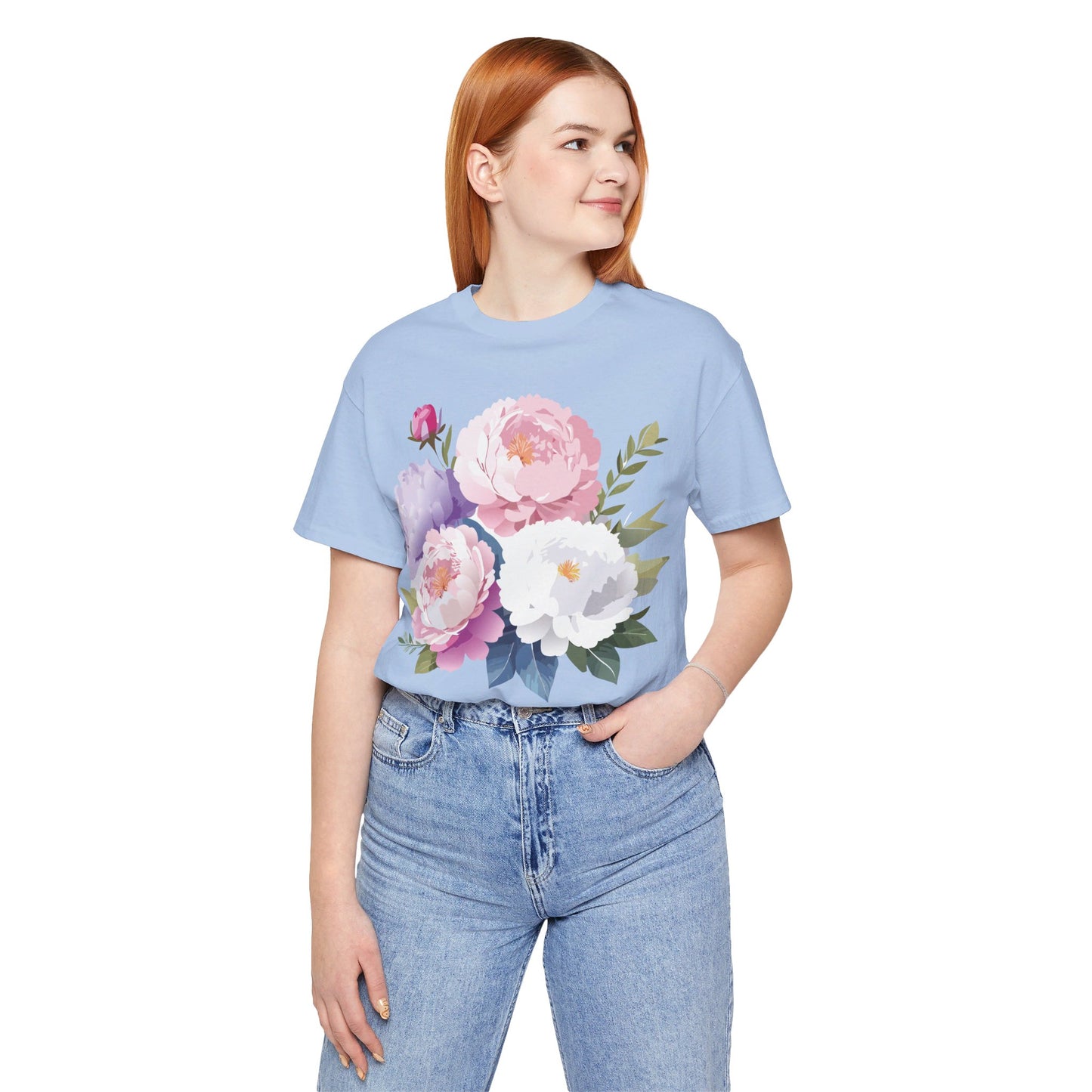 T-Shirt aus natürlicher Baumwolle mit Blumen