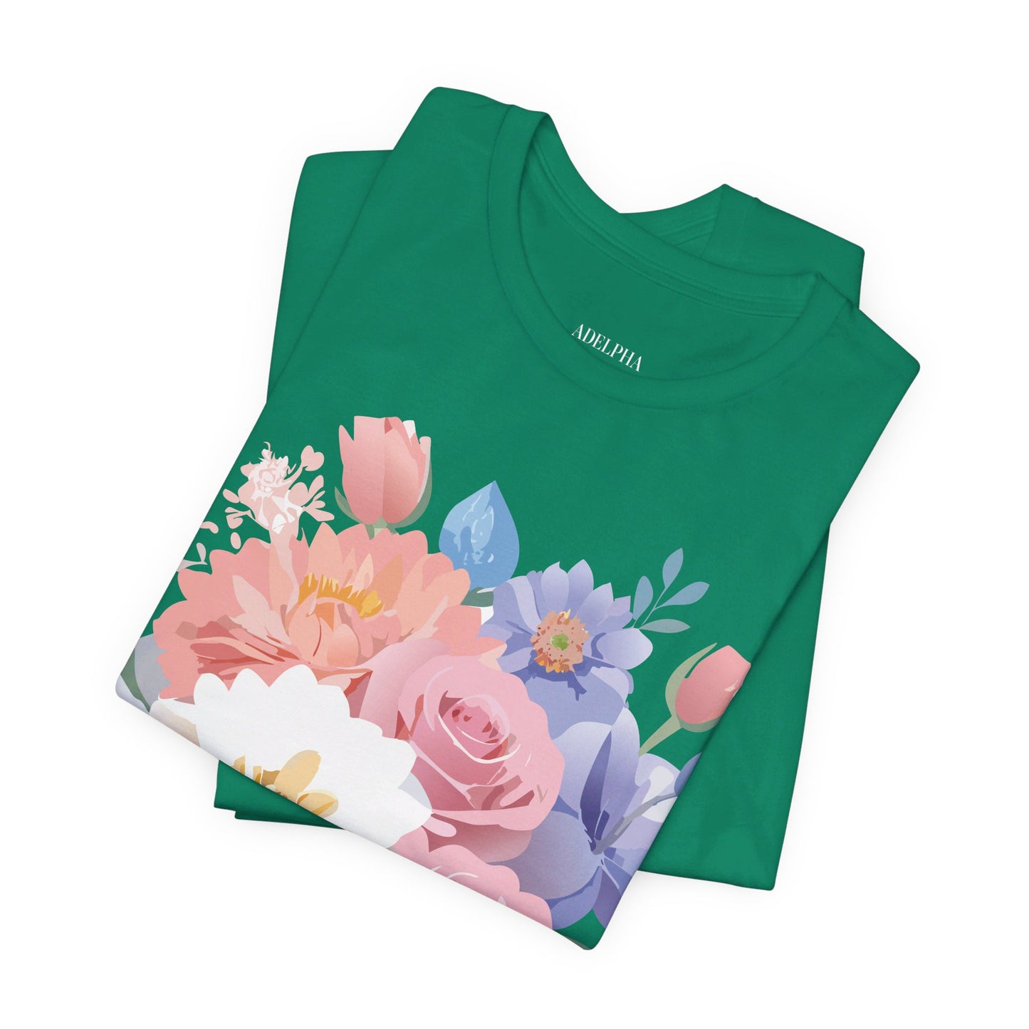 Natural Cotton Tee Shirt with Flowers