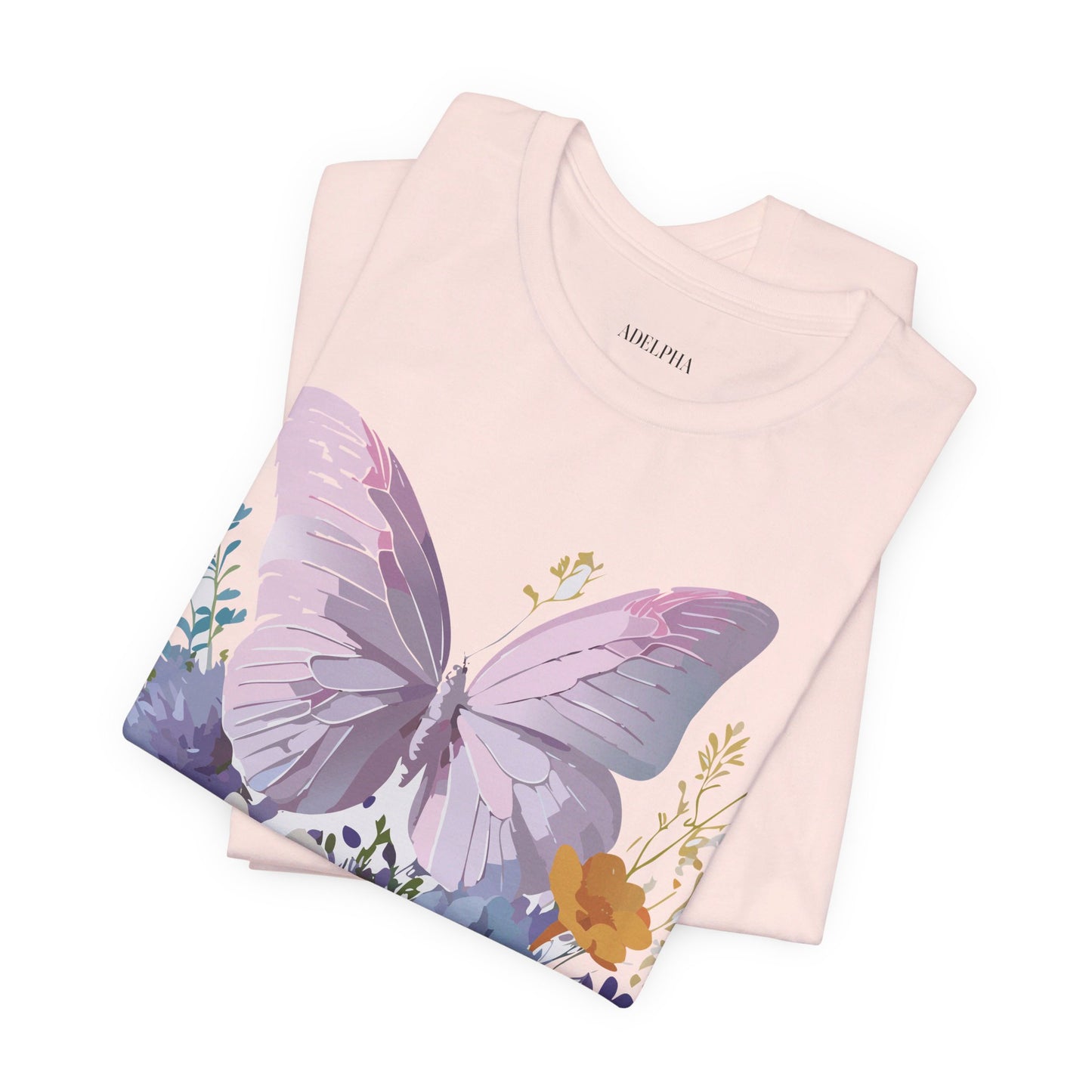 Natural Cotton Tee Shirt with Butterfly