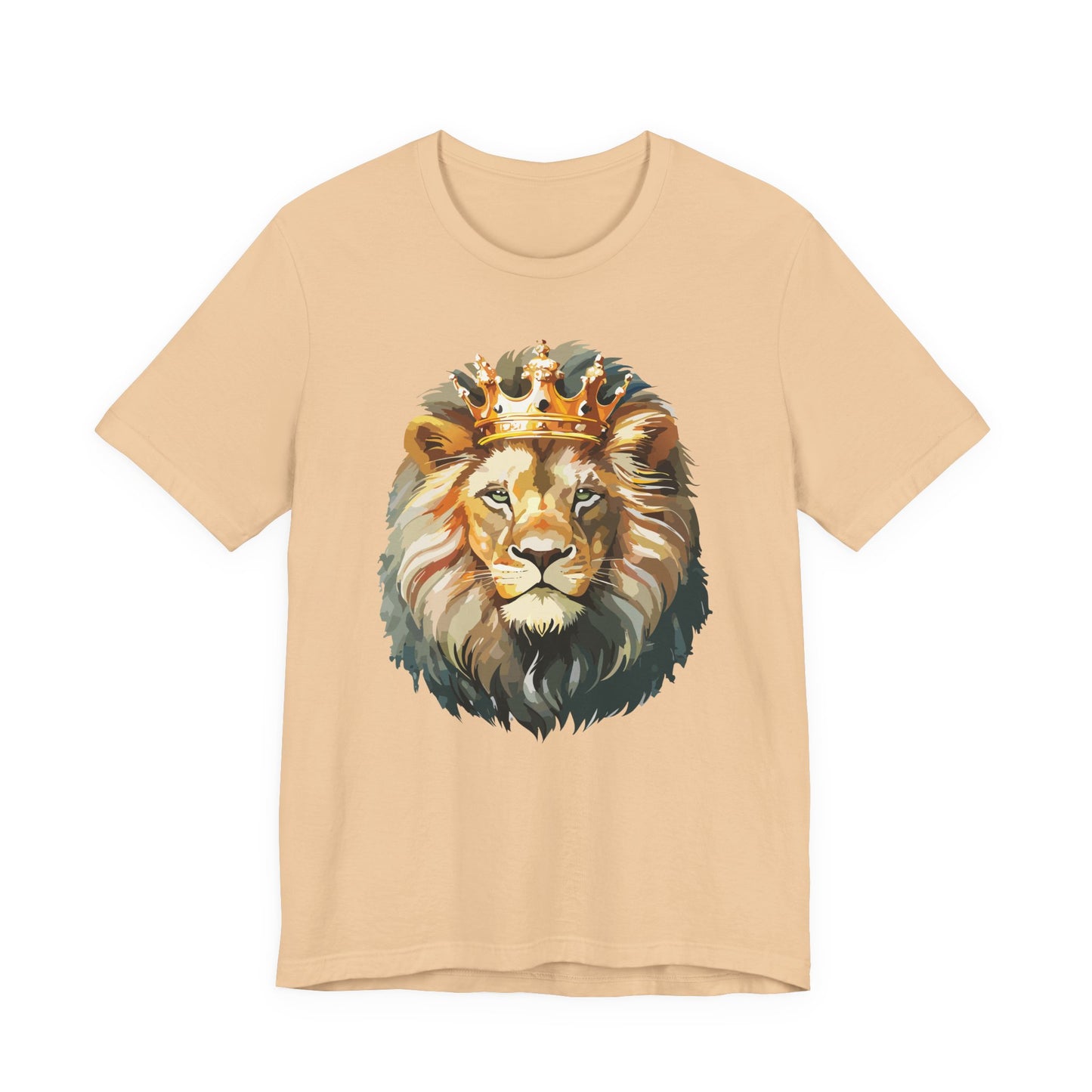 Lion with Crown Tee Unisex Cotton T-Shirt Regal King Lion Illustration, Wildlife Graphic Shirt - 1