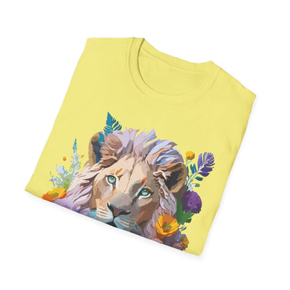 Unisex Lion Shirt Floral Lion Tee Animal Print Tee Gildan 64000