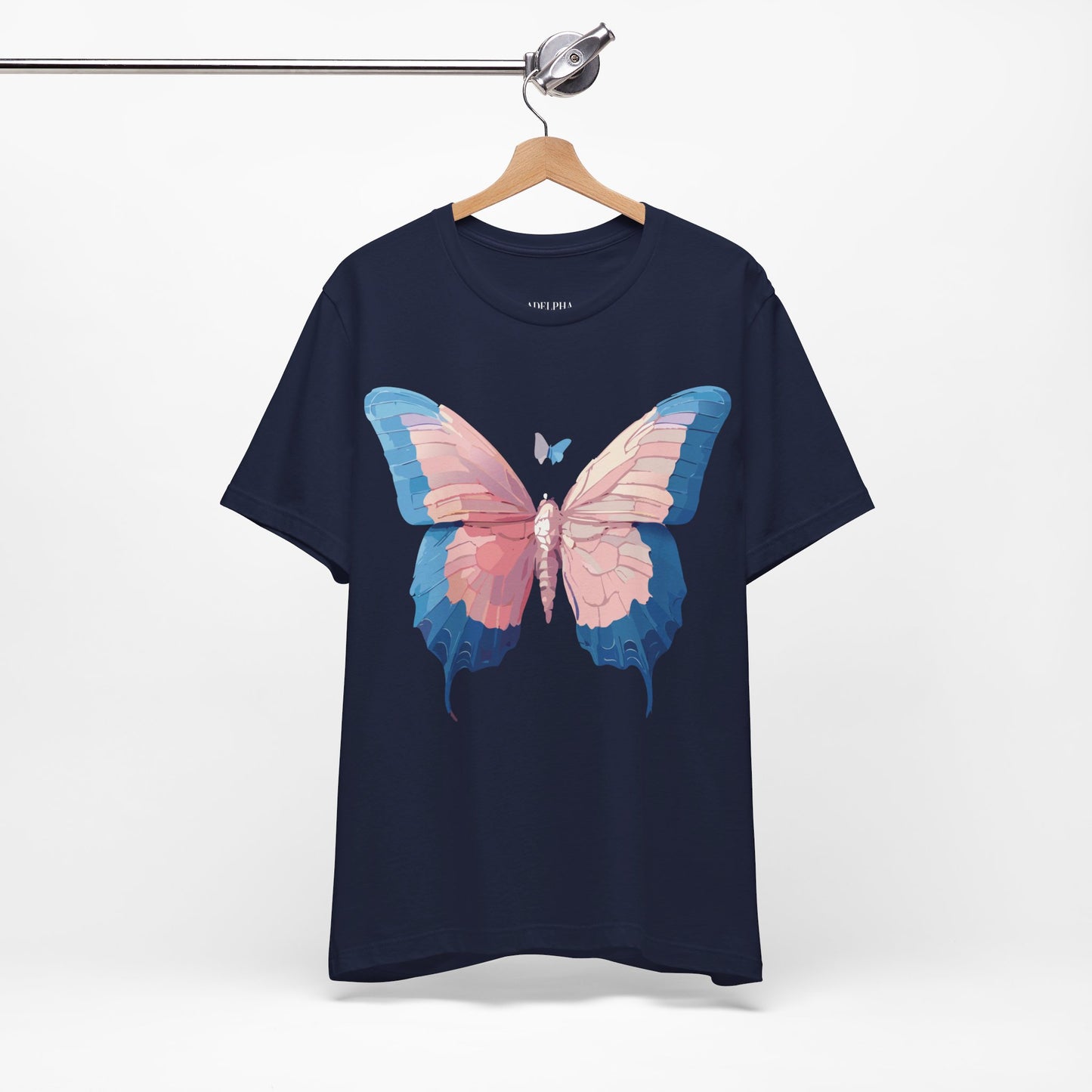 Natural Cotton Tee Shirt with Butterfly