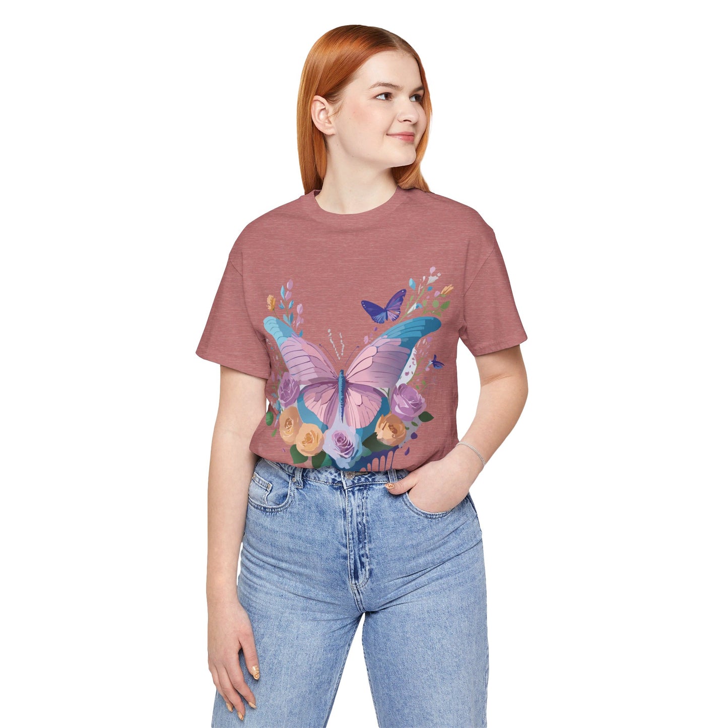 T-Shirt aus natürlicher Baumwolle mit Schmetterling