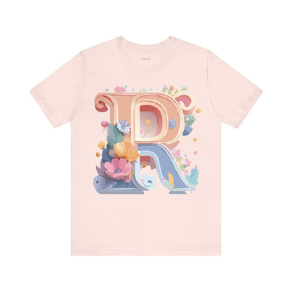 Natural Cotton Tee Shirt - Letters Collection - R Printify