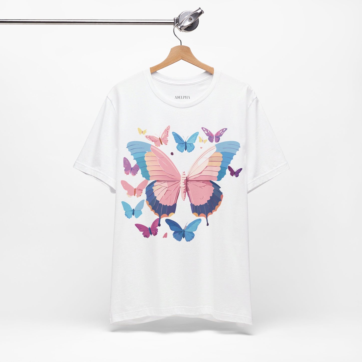 Natural Cotton Tee Shirt with Butterfly