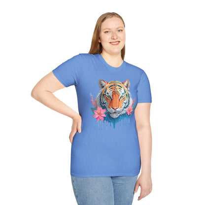 Tiger Unisex Softstyle T Shirt 100 Percent Cotton Gildan 64000 Animal Tee