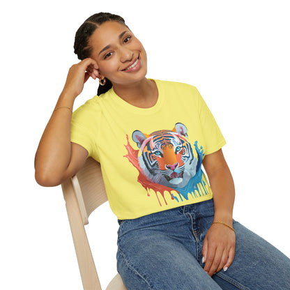 Unisex Tiger Tee Gildan Softstyle Animal Print Shirt Ring Spun Cotton