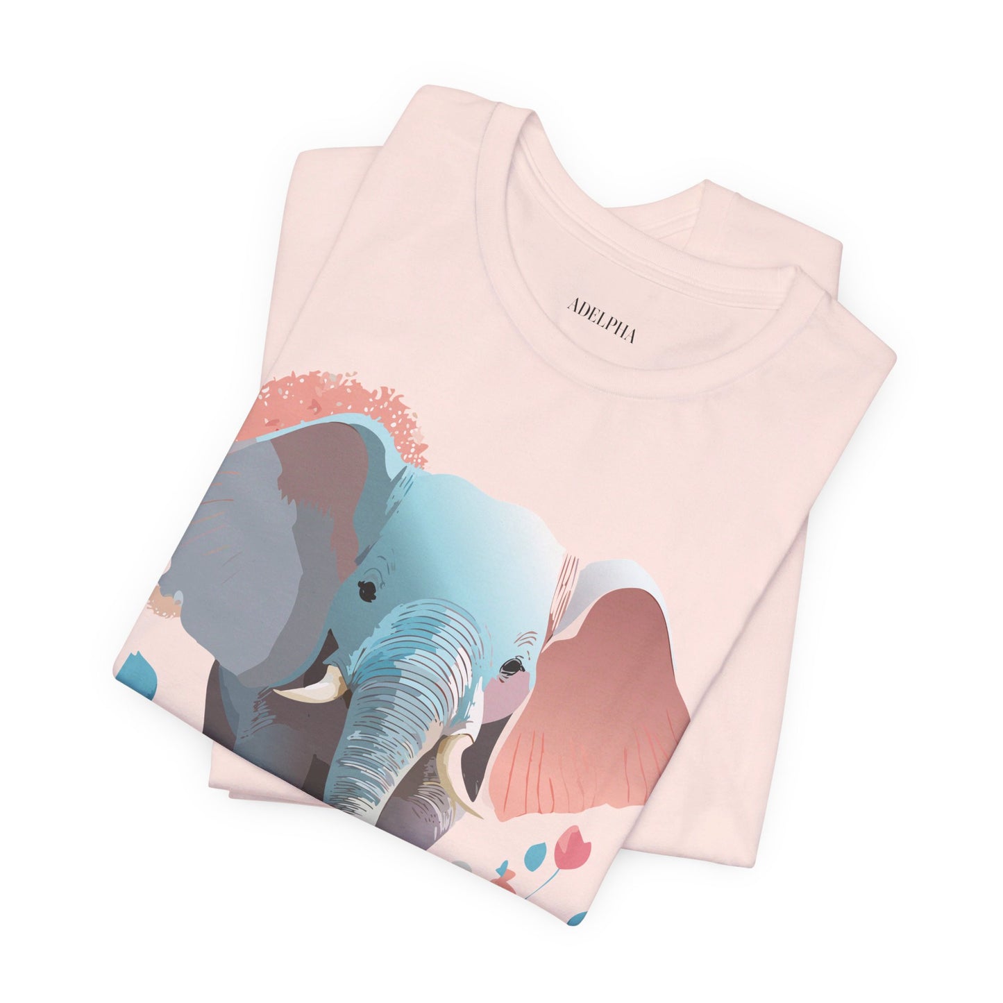 T-shirt en coton naturel avec motif éléphant