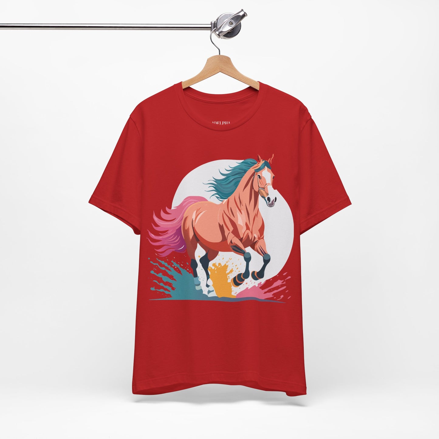 Natural Cotton Tee Shirt with Horse