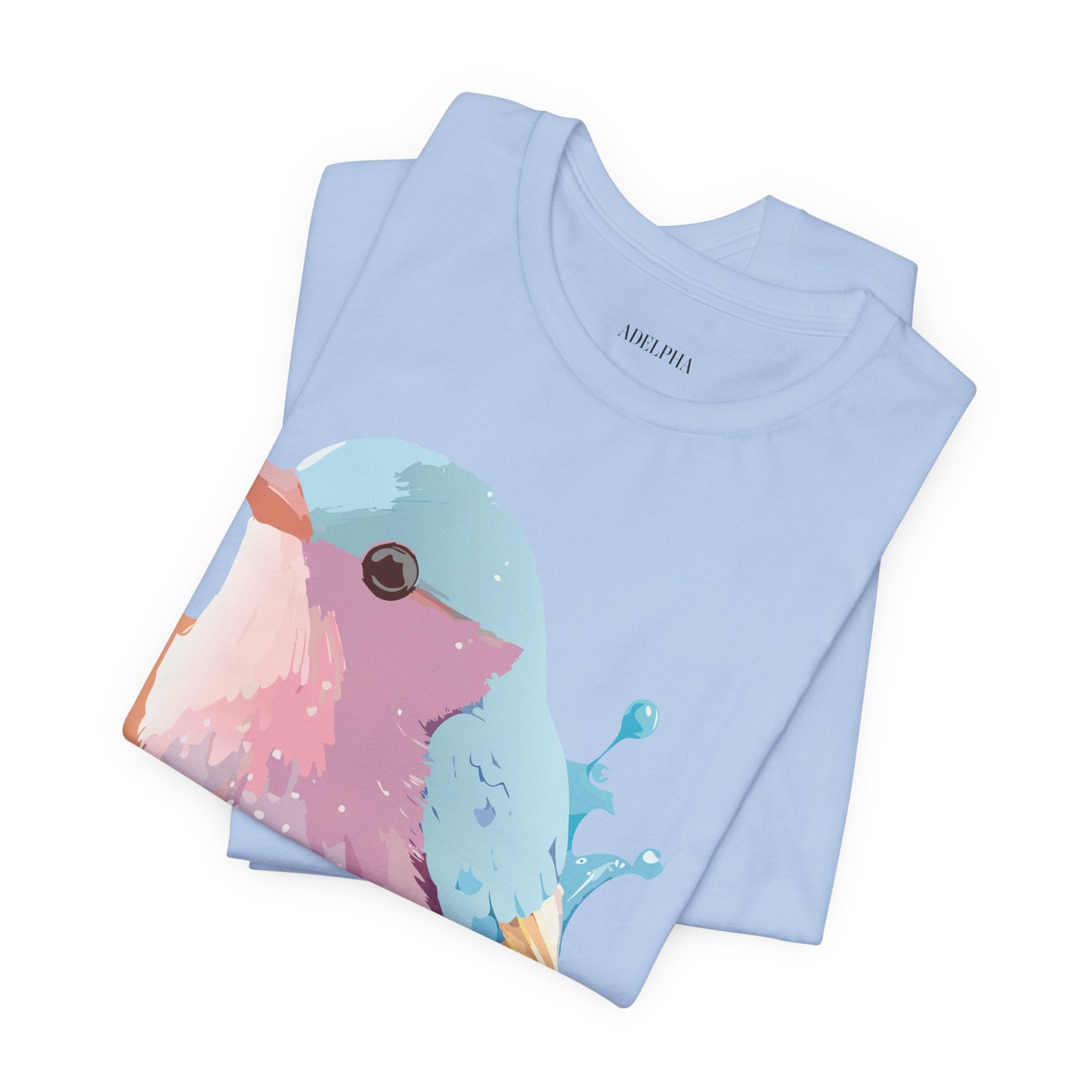 Natural Cotton Tee Shirt with Bird