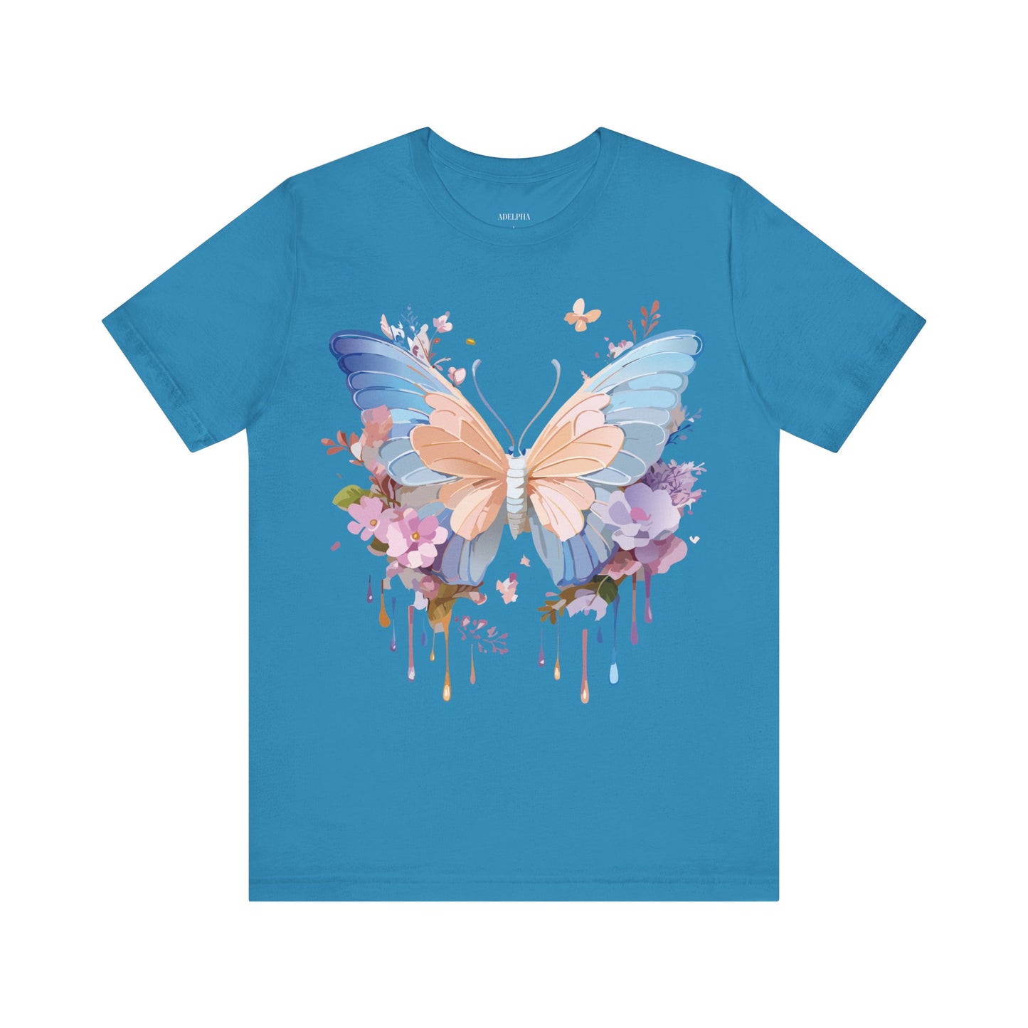 Natural Cotton Tee Shirt with Butterfly