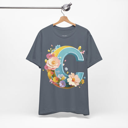 Natural Cotton Tee Shirt - Letters Collection - C Printify