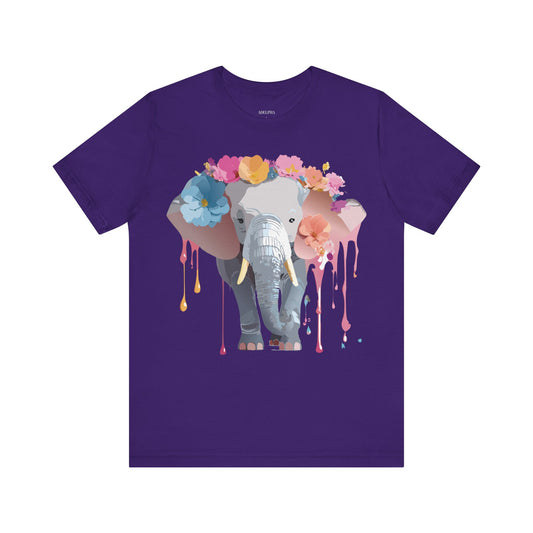 Natural Cotton Tee Shirt with Elephant