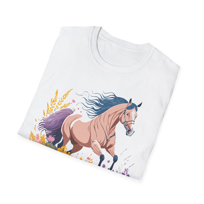 Unisex Horse Shirt With Animal Design Gildan Softstyle 64000 Tee