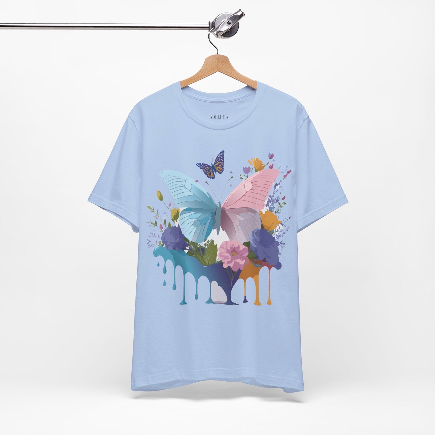 Natural Cotton Tee Shirt with Butterfly