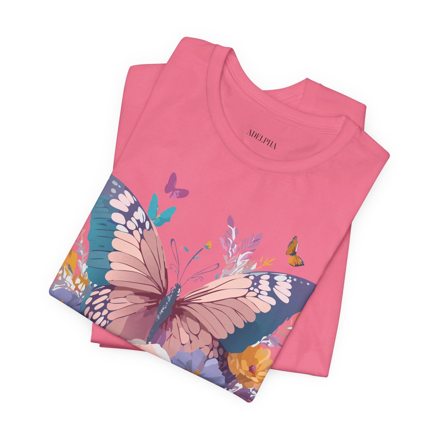 Natural Cotton Tee Shirt with Butterfly