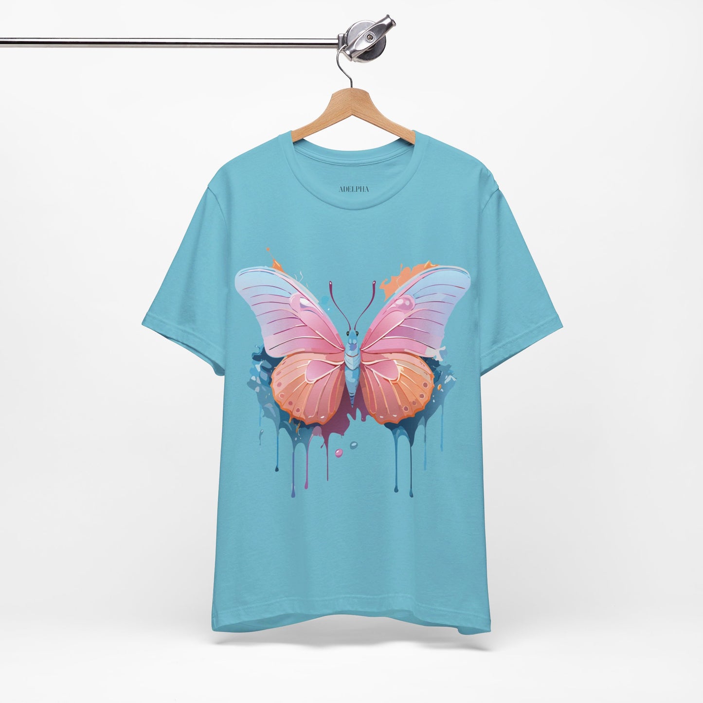 Natural Cotton Tee Shirt with Butterfly