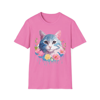 Cat Shirt Unisex Cat Tee Kitten Print Gildan Softstyle 64000