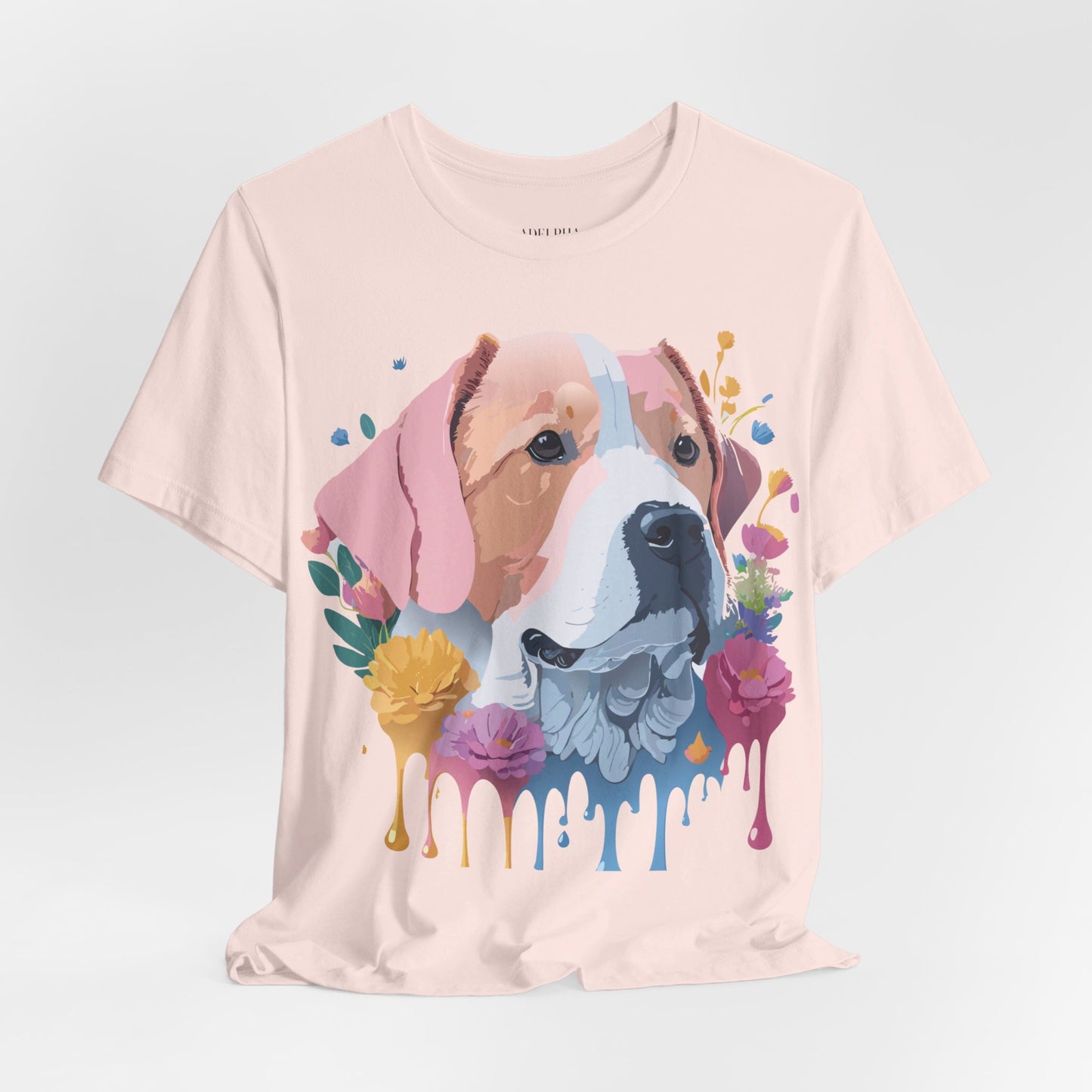 Natural Cotton Tee Shirt with Dog