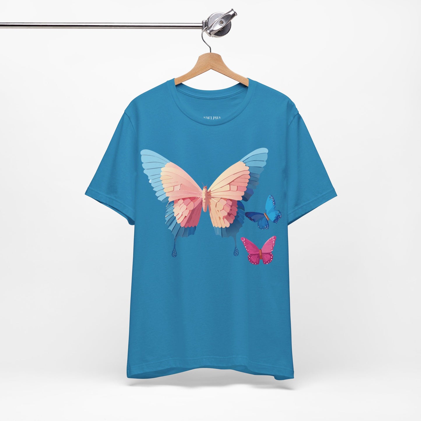 Natural Cotton Tee Shirt with Butterfly