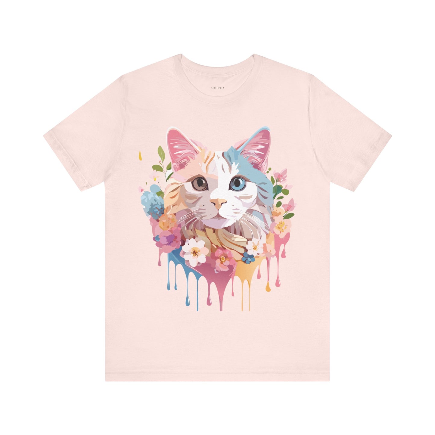 Natural Cotton Tee Shirt with Cat