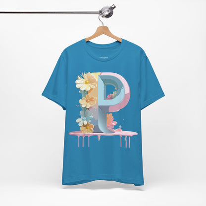 Natural Cotton Tee Shirt - Letters Collection - P Printify