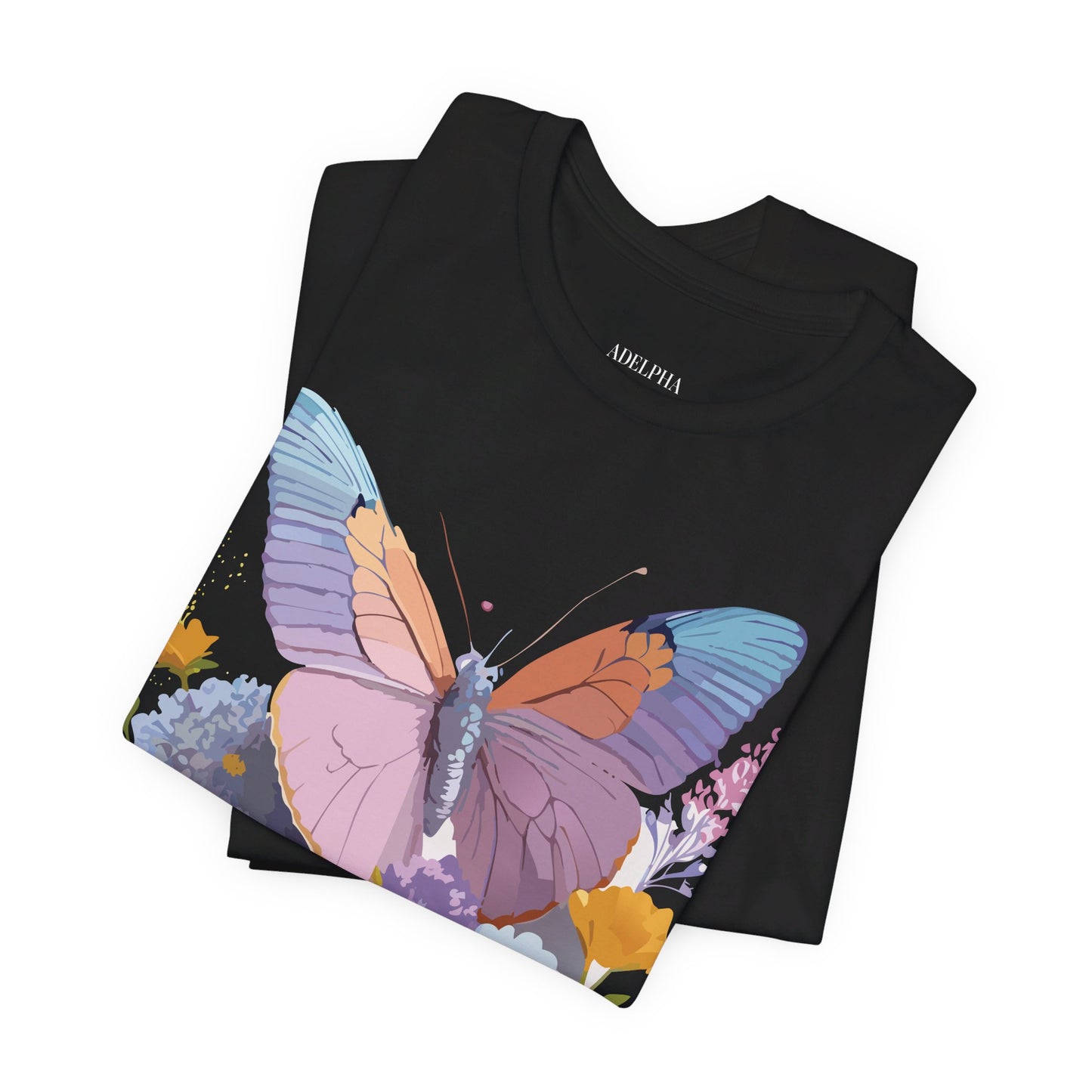 Natural Cotton Tee Shirt with Butterfly