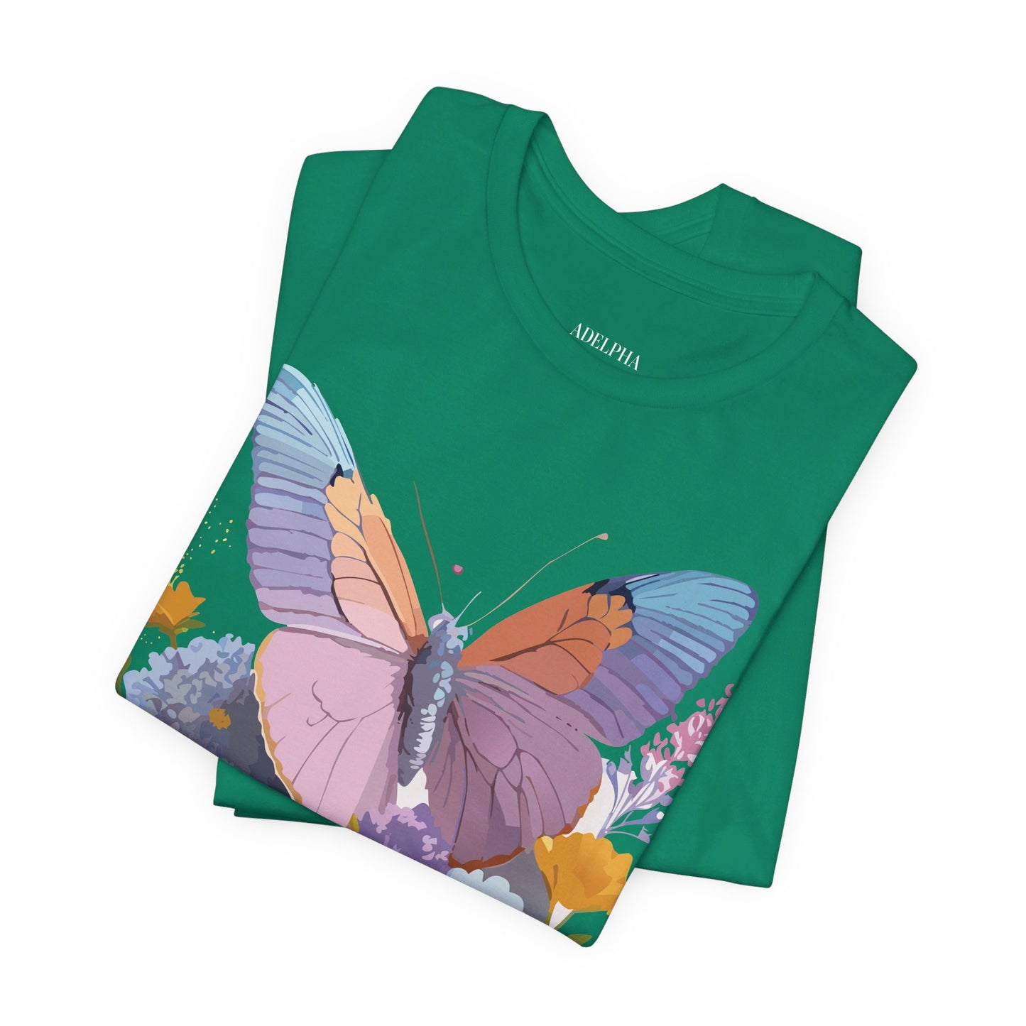 Natural Cotton Tee Shirt with Butterfly